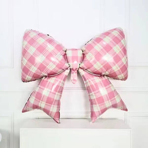 Jumbo Gingham pink Bow Foil Balloon 99×76cm