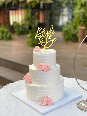 Gold Mirror Acrylic Diamond 'Bride To Be' with Diamond Ring Cake Topper