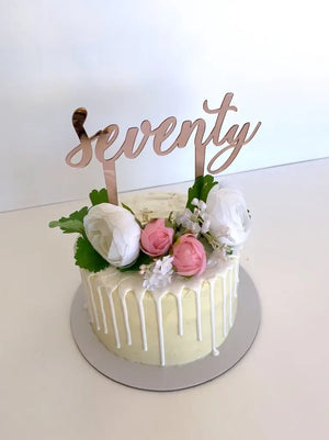 Rose Gold Mirror Acrylic 'Seventy' Cake Topper - Online Party Supplies