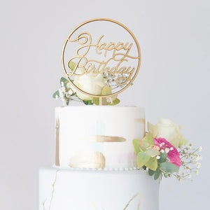 Wooden Happy Birthday Loop Cake Topper birthday cake decorations