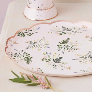 lets partea Floral Tea Party Foiled Paper Plates 8pk