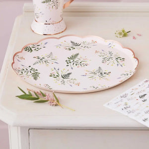 lets partea Floral Tea Party Foiled Paper Plates 8pk
