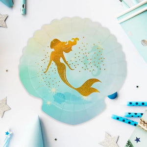 Little Mermaid Shell Shaped Plates 8pk