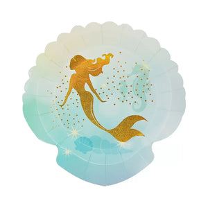 Little Mermaid Shell Shaped Plates 8pk