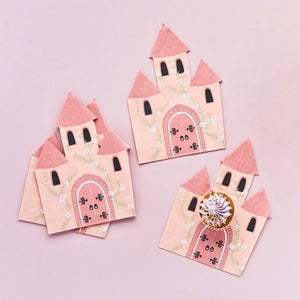 Little Princess castle-shaped pink paper napkins pack of 16 for fairytale party