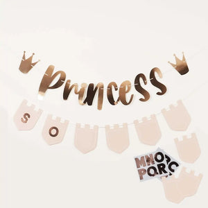 Customisable princess flag banner with rose gold sticker sheets