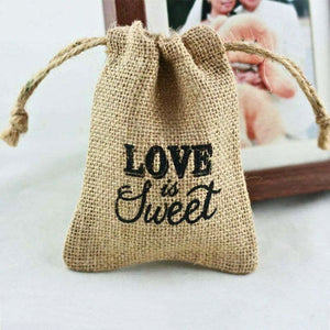 Rustic jute gift bag for wedding favours