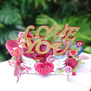 LOVE YOU in Sweetheart Rose Garden 3D Pop Up Card