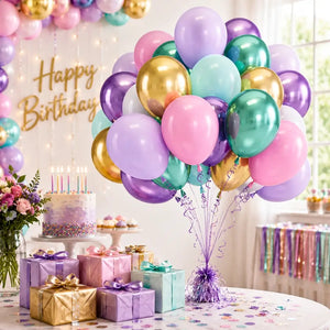 Pastel balloon bouquet party decoration