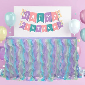 Magical Unicorn Themed Curly Tulle Fabric Table Skirt