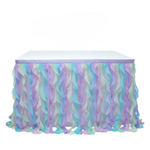 Magical Unicorn Themed Curly Tulle Fabric Table Skirt