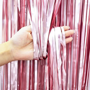 1m x 2m Matte Finish Foil Fringe Curtain - Light Pink
