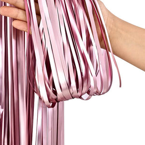 Matte Finish Foil Fringe Curtain - Light Pink