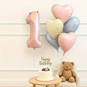 Matte Retro Heart Celebration Balloon Bundle 7pk