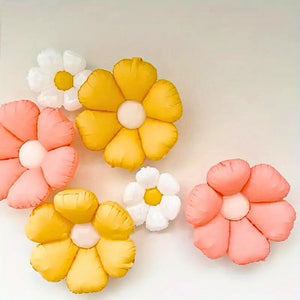 Matte Retro Yellow Pink white Daisy Flower Foil Balloons