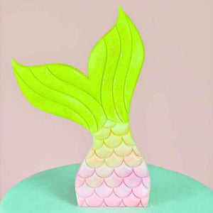embossed mermaid tail fondant decoration close up