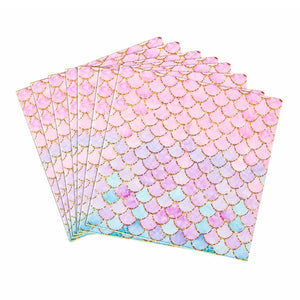 Under the sea pastel mermaid scales themed napkins