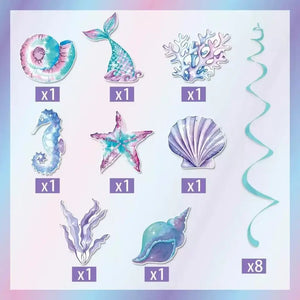 Mermaid tail seashell and starfish hanging party decorations