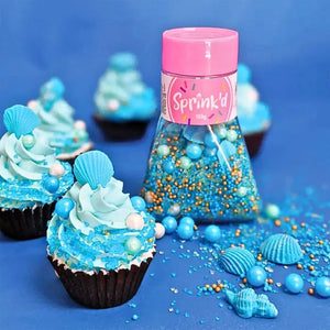 Mermaid cupcake decorations with shell sugar shapes