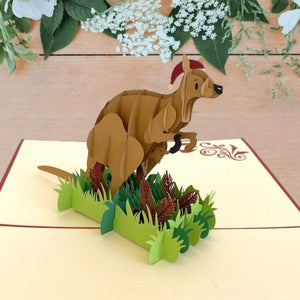 Handmade 3D Christmas Kangaroo Pop Up Card - Australian Native Animal Pop Up Cards