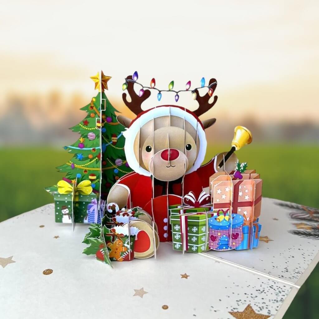 Crumpy Rudolph The Red Nosed Reindeer 3D Pop Up Christmas Card