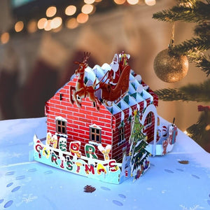 Merry Christmas House 3D Pop Up Greeting Card