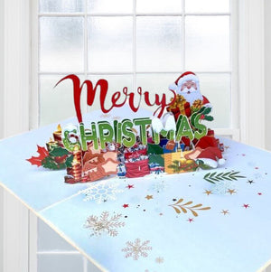 Merry Christmas Santa with Xmas Presents 3D Pop Up Card