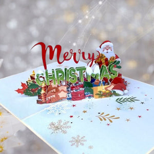 Merry Christmas Santa with Xmas Presents 3D Pop Up Card