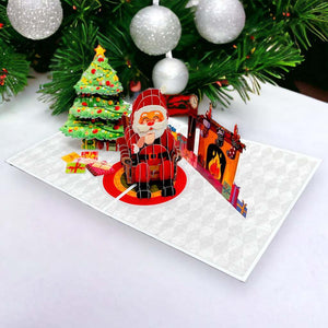 Santa Having a Cuppa 3d Christmas Pop up greeting Card