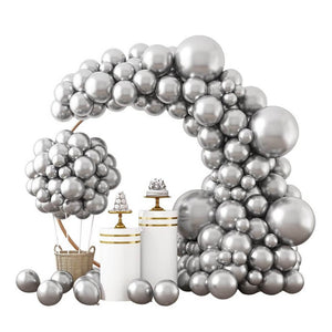 Metallic Chrome Silver Latex Balloon Garland DIY Kit 129pcs