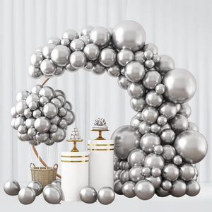 Metallic Chrome Silver Latex Balloon Garland DIY Kit 129pcs