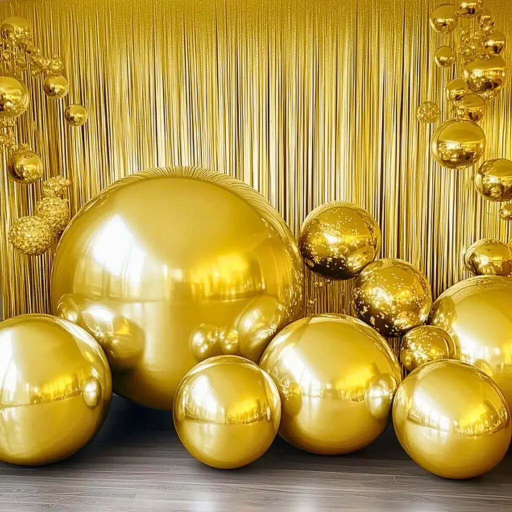 Metallic Gold 3D ORBZ Round Foil Balloon – 10" to 32" Sizes