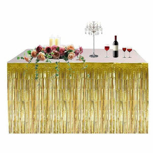 Metallic Gold Foil Fringe Table Skirt