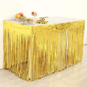 Metallic Gold Foil Fringe Table Skirt