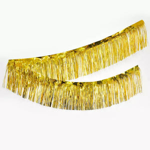 Metallic Gold Tinsel Fringe Banner 3m