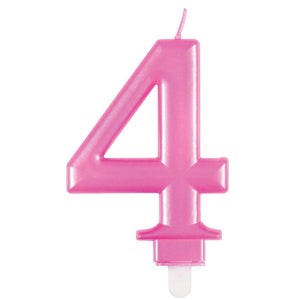 Metallic Hot Pink Number Age 4 Birthday Candle cake decorations