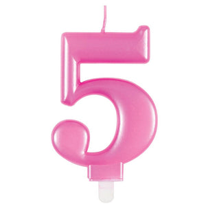 Metallic Hot Pink Number Age 5 Birthday Candle cake decorations