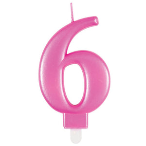 Metallic Hot Pink Number Age 6 Birthday Candle cake decorations