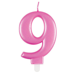 Metallic Hot Pink Number Age 9 Birthday Candle cake decorations