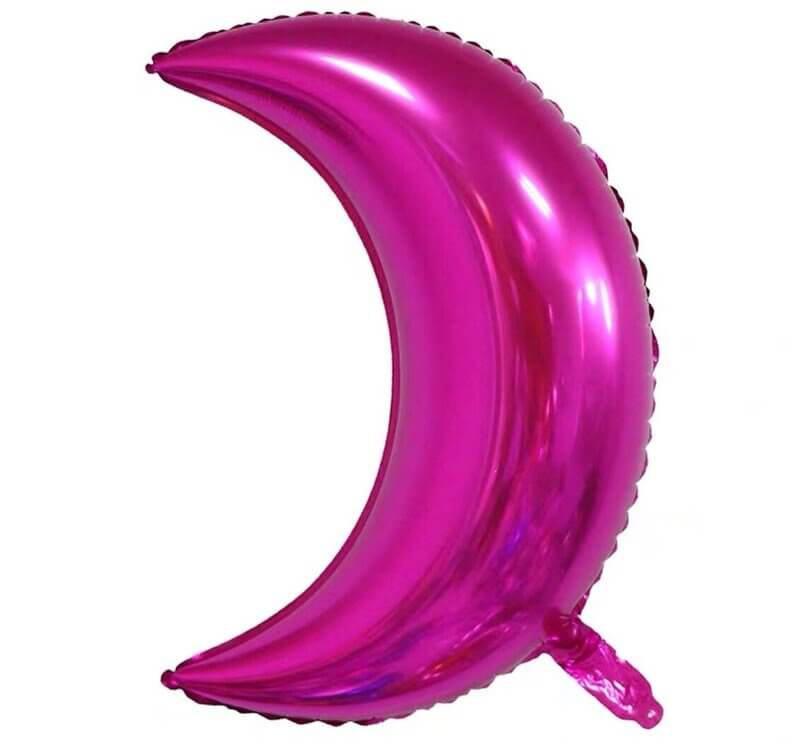 Hot Pink Crescent Moon Shaped Foil Balloon