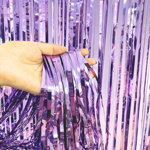 Metallic Light Purple Tinsel Foil Fringe Rain Curtain