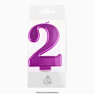 Pink metallic number 2 birthday candle topper decoration