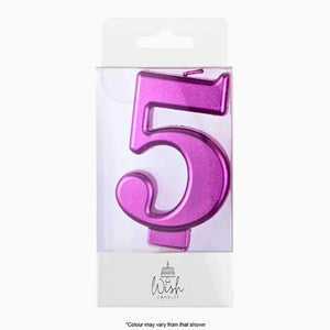 Pink metallic number 5 birthday candle topper decoration