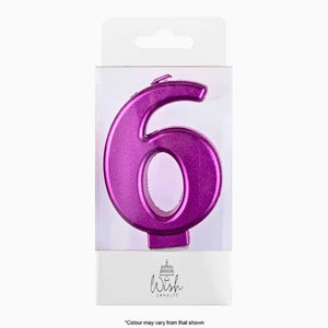 Pink metallic number 6 birthday candle topper decoration