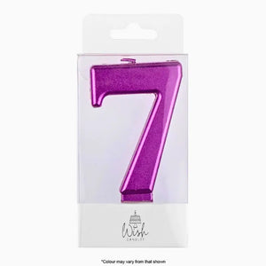 Pink metallic number 7 birthday candle topper decoration