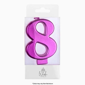 Pink metallic number 8 birthday candle topper decoration