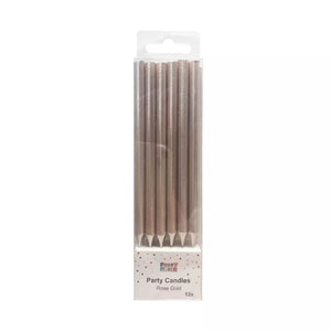 Metallic Rose Gold Candles with Holders 12pk