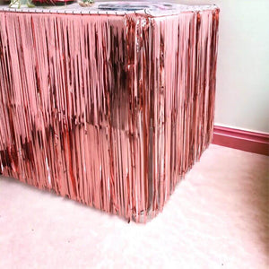 Metallic Rose Gold Foil Fringe Table Skirt