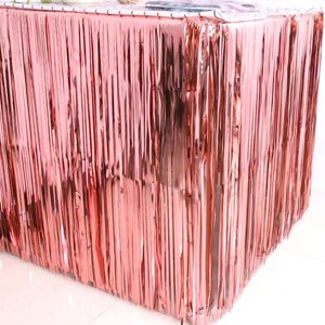 Metallic Rose Gold Foil Fringe Table Skirt