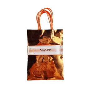 Metallic Rose Gold Foil Paper Gift Bags 4pk